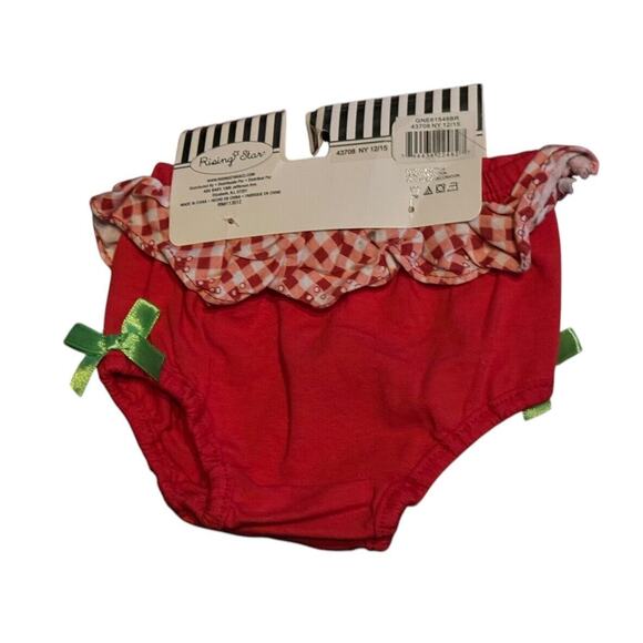 Rising Star Strawberry Diaper Cover 0 - 12 Months Baby Shower Gift Red Bow NEW - Picture 3 of 5